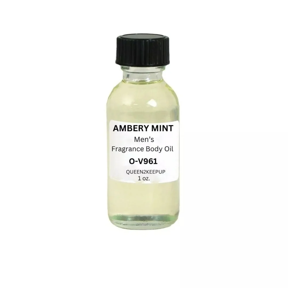 Ambery Mint (Men) Body Oil 1 oz Fragrance All Natural Scent Glass Bottle